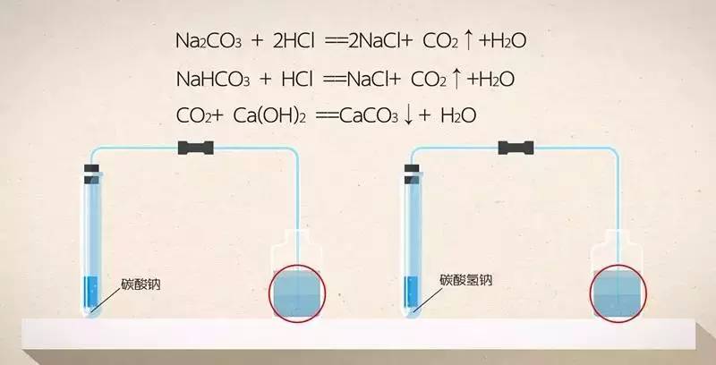 碳酸钠和碳酸氢钠和稀盐酸反应两个实验现象都是出现大量的气泡且澄清