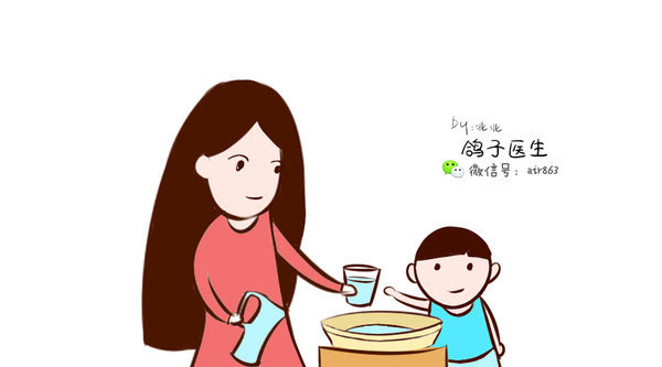 孩子给妈妈倒水简笔画图片