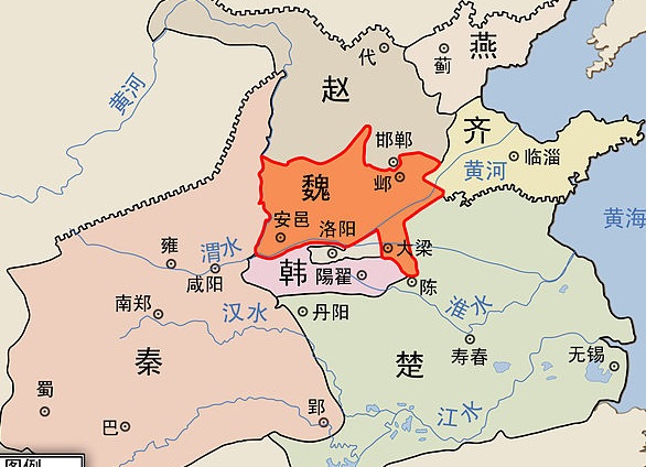 战国地理位置图图片