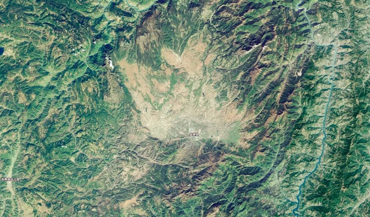横断山脉卫星地图图片