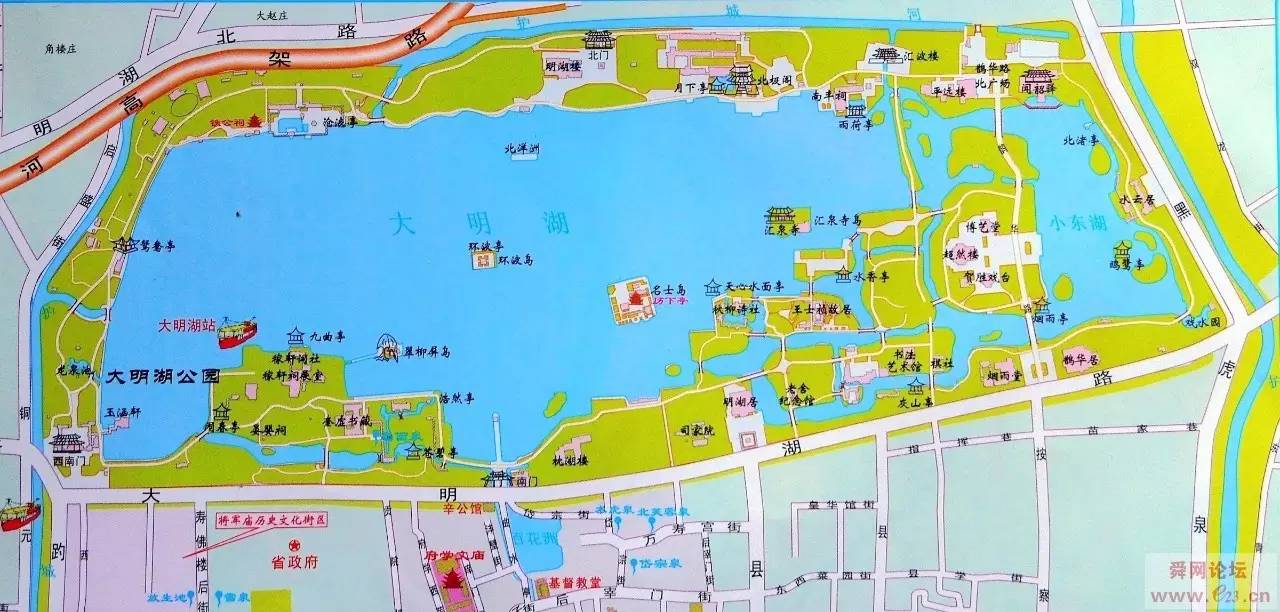 济南大明湖平面图图片