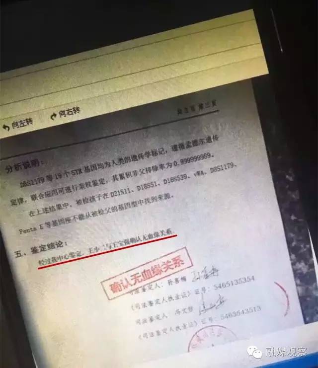 王宝强亲子鉴定图片