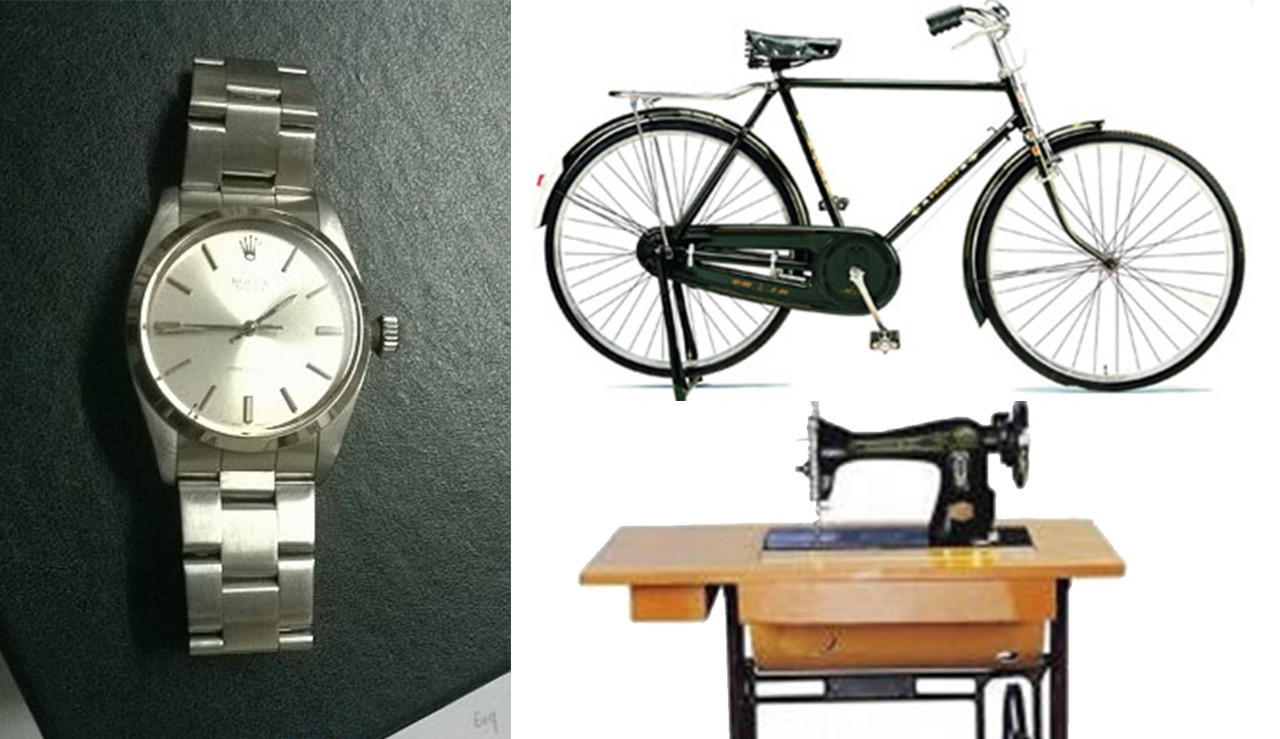 70年代,普遍认定的三大件是三转,即单车,手表,缝纫机