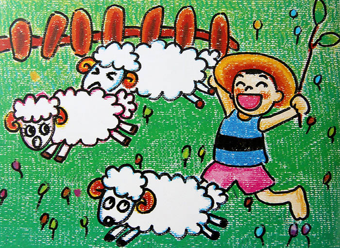 放羊牧归插图儿童画图片