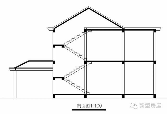 剖面图 剖面上构造柱上下一致没有偏心,圈梁相互连接构成一个封闭的