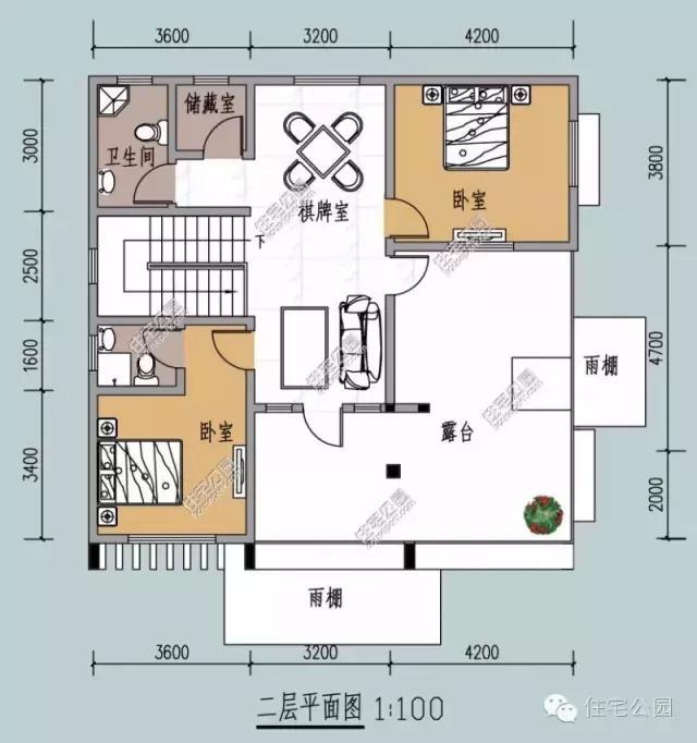 自建11x10现代二层别墅平面布局2种方案哪个最好