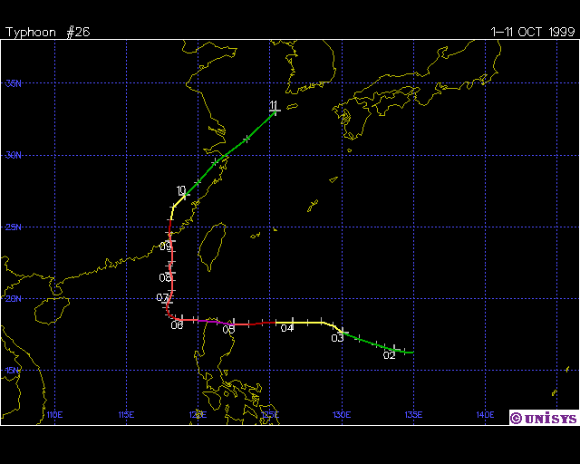 1999年14号台风丹恩,登陆厦门-龙海之间,厦门市最大阵风15级(47.