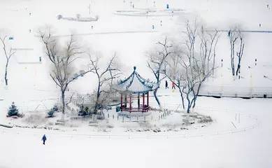湖心亭看雪 国画图片