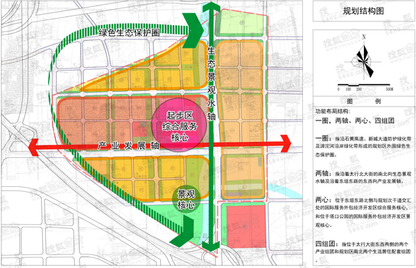 石家庄国际服务外包经济开发区起步区控制性详细规划的规划结构图