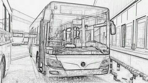 公交车怎么画素描图片