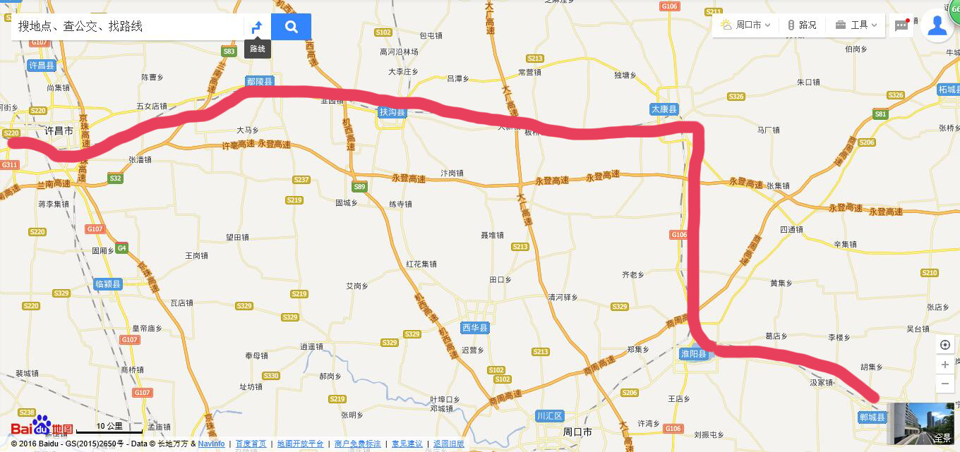 地图上的许昌——郸城窄轨小铁路线(途径郸城,淮阳,太康,扶沟,许昌
