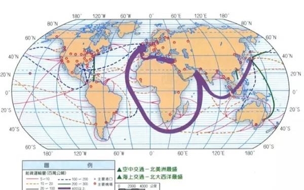 太平洋航线(1)远东-北美西海岸航线该航线包括从中国,朝鲜,日本苏联