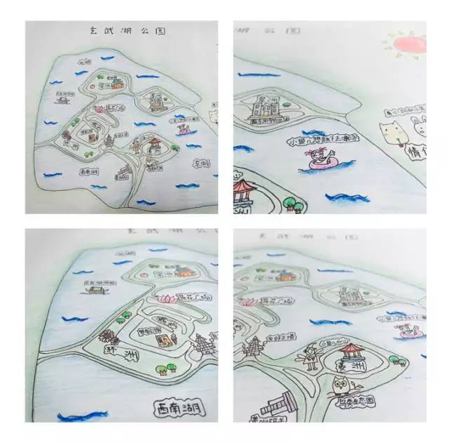玄武湖简笔画卡通图片