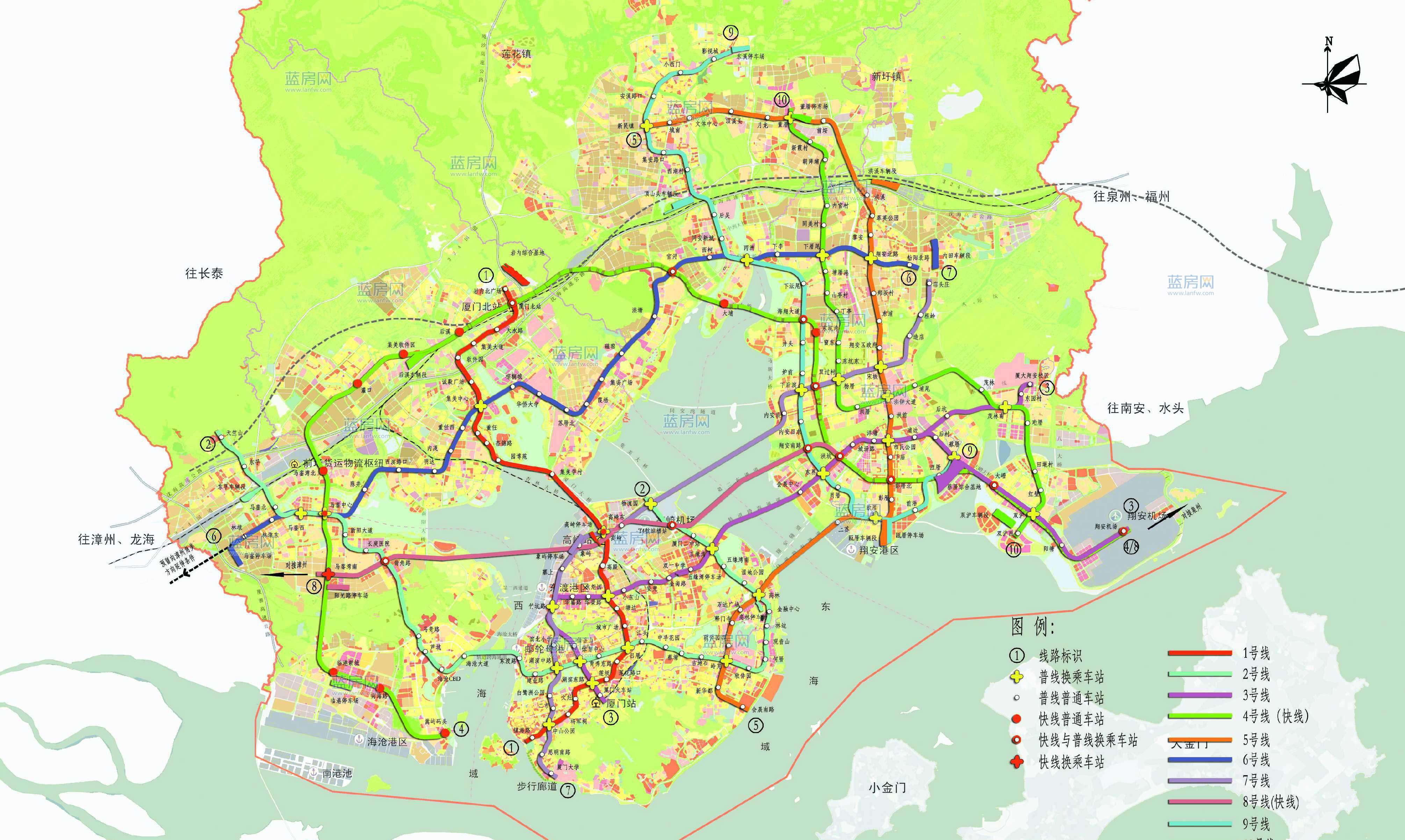 厦门地铁1到10最全规划图片