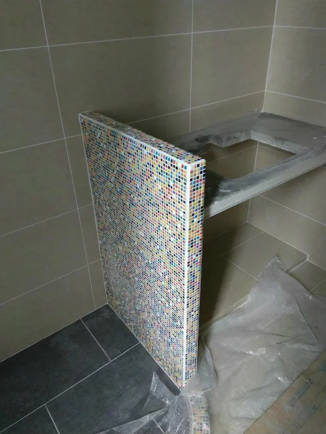 卫生间洗脸台用砖砌图片