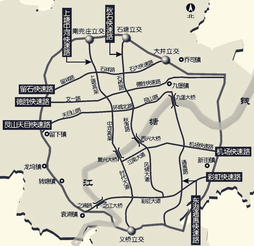 ▍杭州「三纵五横」快速路网规划