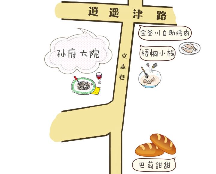 家乡美食街画手绘图片