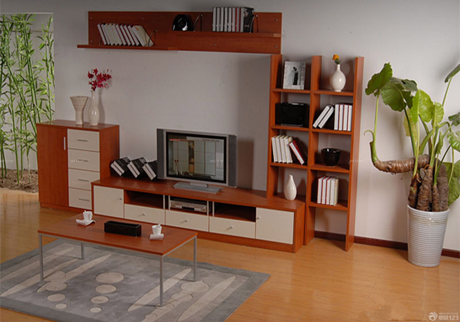 时尚简约的的电视柜效果图,兼具实用与装饰的效果