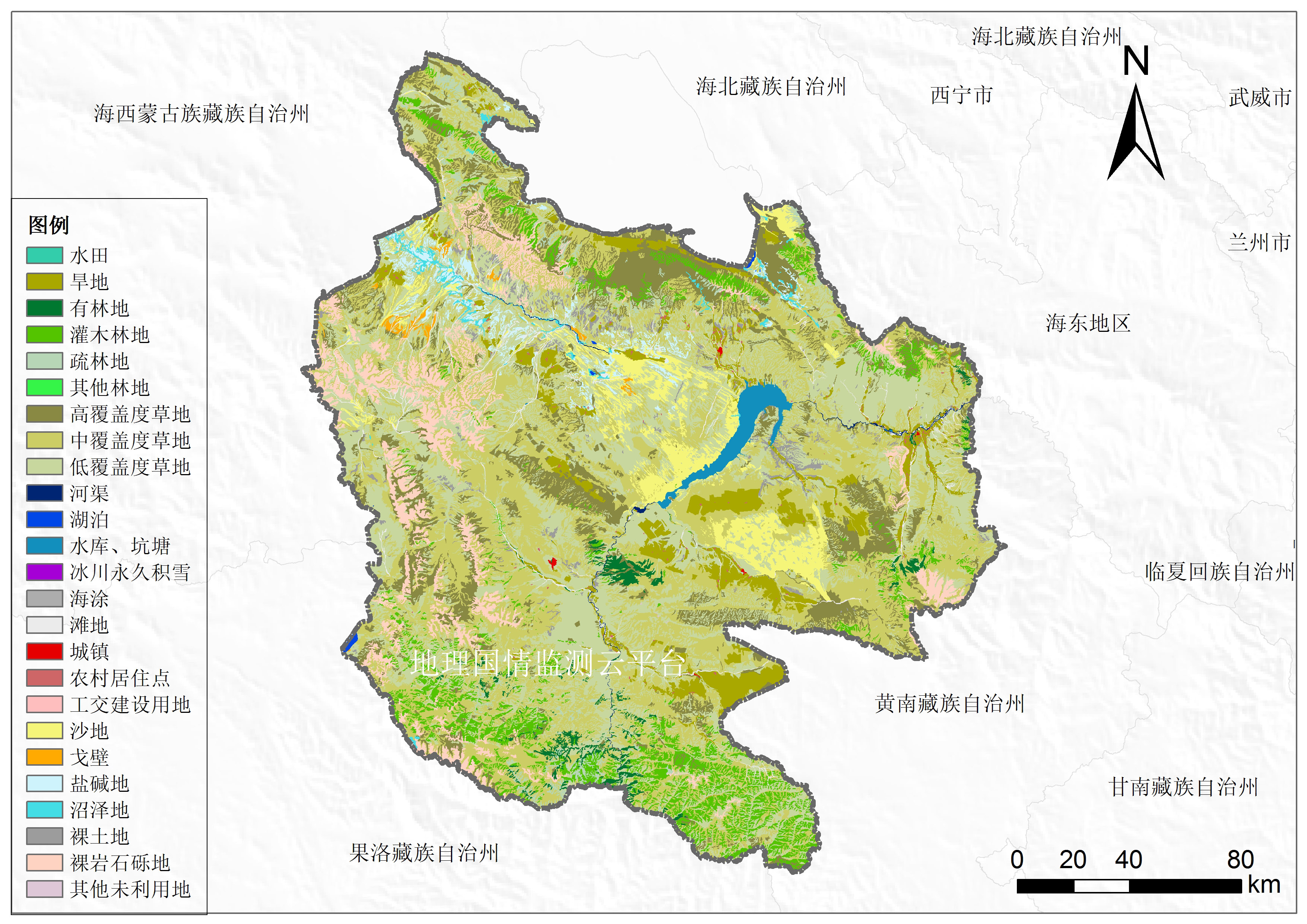 西寧市2010年土地利用圖玉樹藏族自治州2010年土地利用圖以上青海省