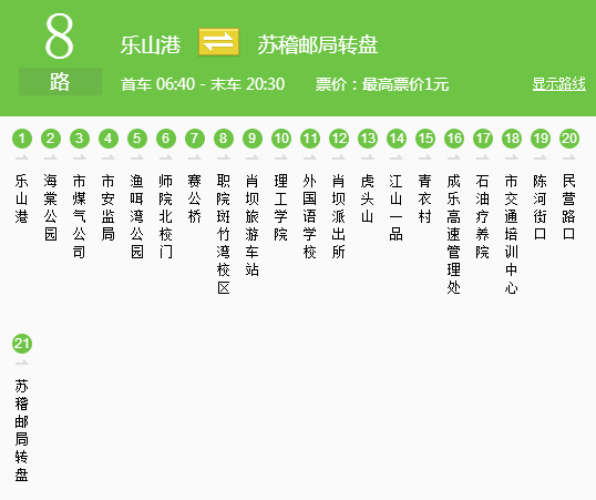 史上最全最新樂山公交路線和收發車時間價格終於來了125路全部都