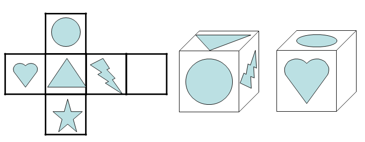 【例子详解】左边给定的六面体的平面展开图,请判断右边两个纸盒能否