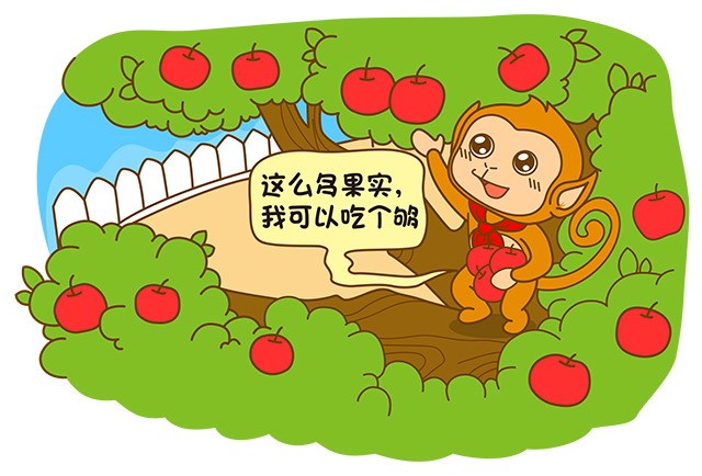 小猴子摘苹果看图写话图片