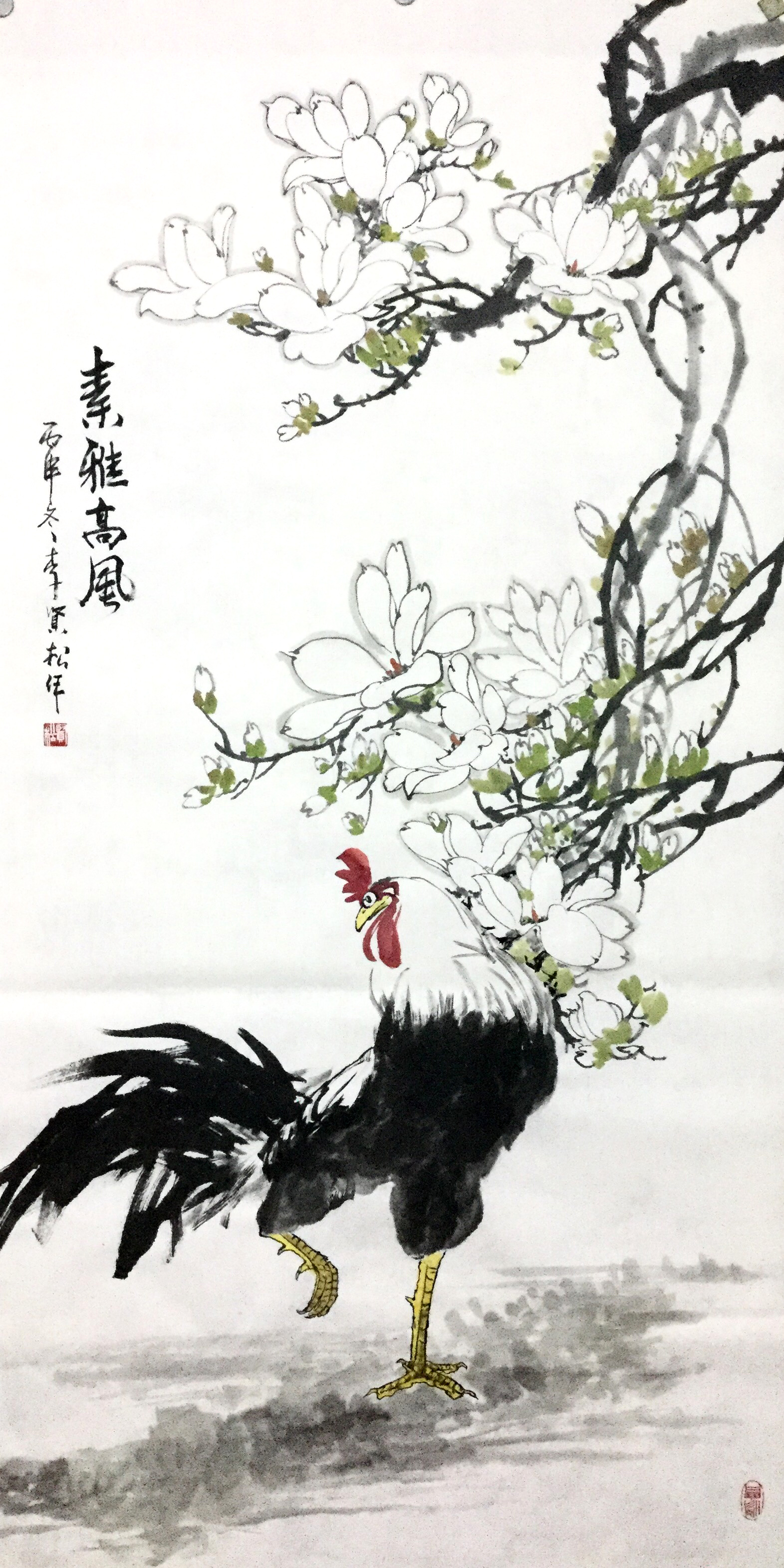 国画家李贤松-写意鸡,国画鸡的寓意