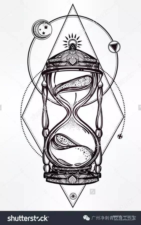欧美纹身手稿 沙漏图片