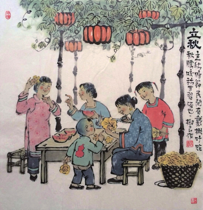 成都民俗老画家 画二十四节气 传递风俗人情