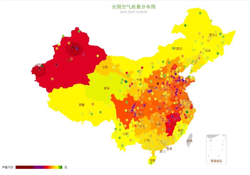 雾霾地区分布图图片