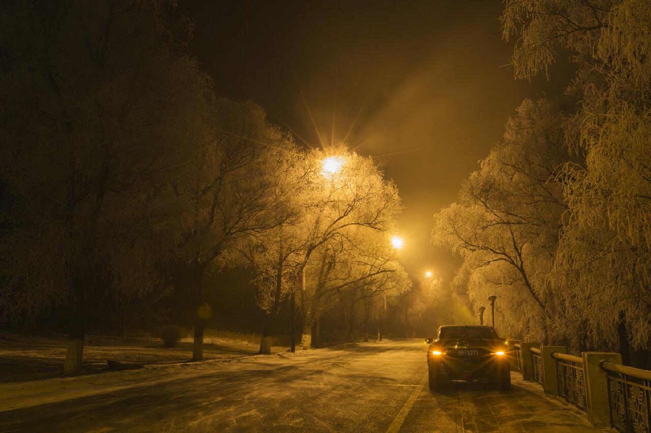 夜幕下的景色图片