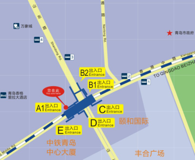 敦化路開放出入口:b,c,d南京路,青島阜外心血管病醫院