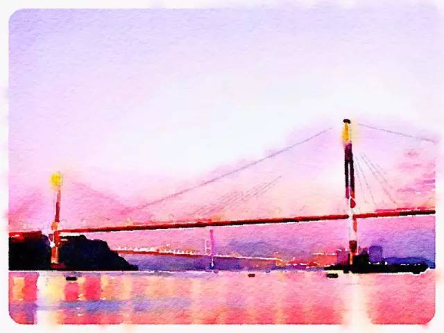 钱塘江大桥手绘图片