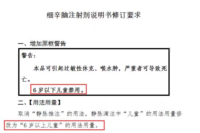 其实,在2014年药监局就对细辛脑注射剂进行修订和补充,明确要求修订的