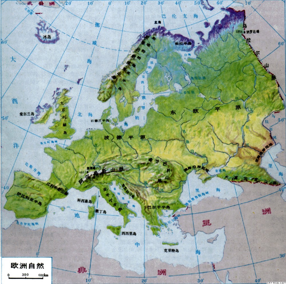 欧洲地形图山脉 地形图片