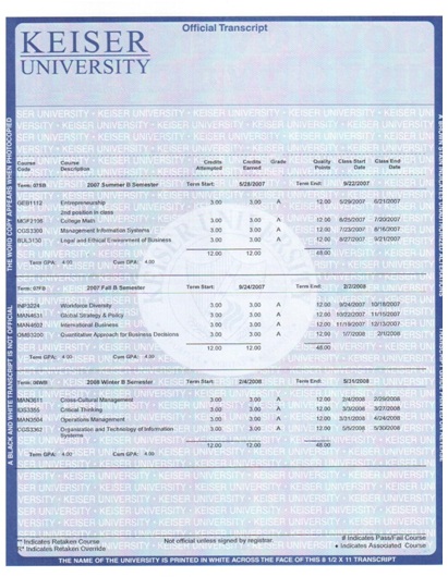 大学学分成绩单模板