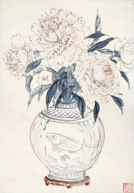 雷圭元 瓶花 国画 53cm×38cm 20世纪50至60年代◆弘扬中国美术精神