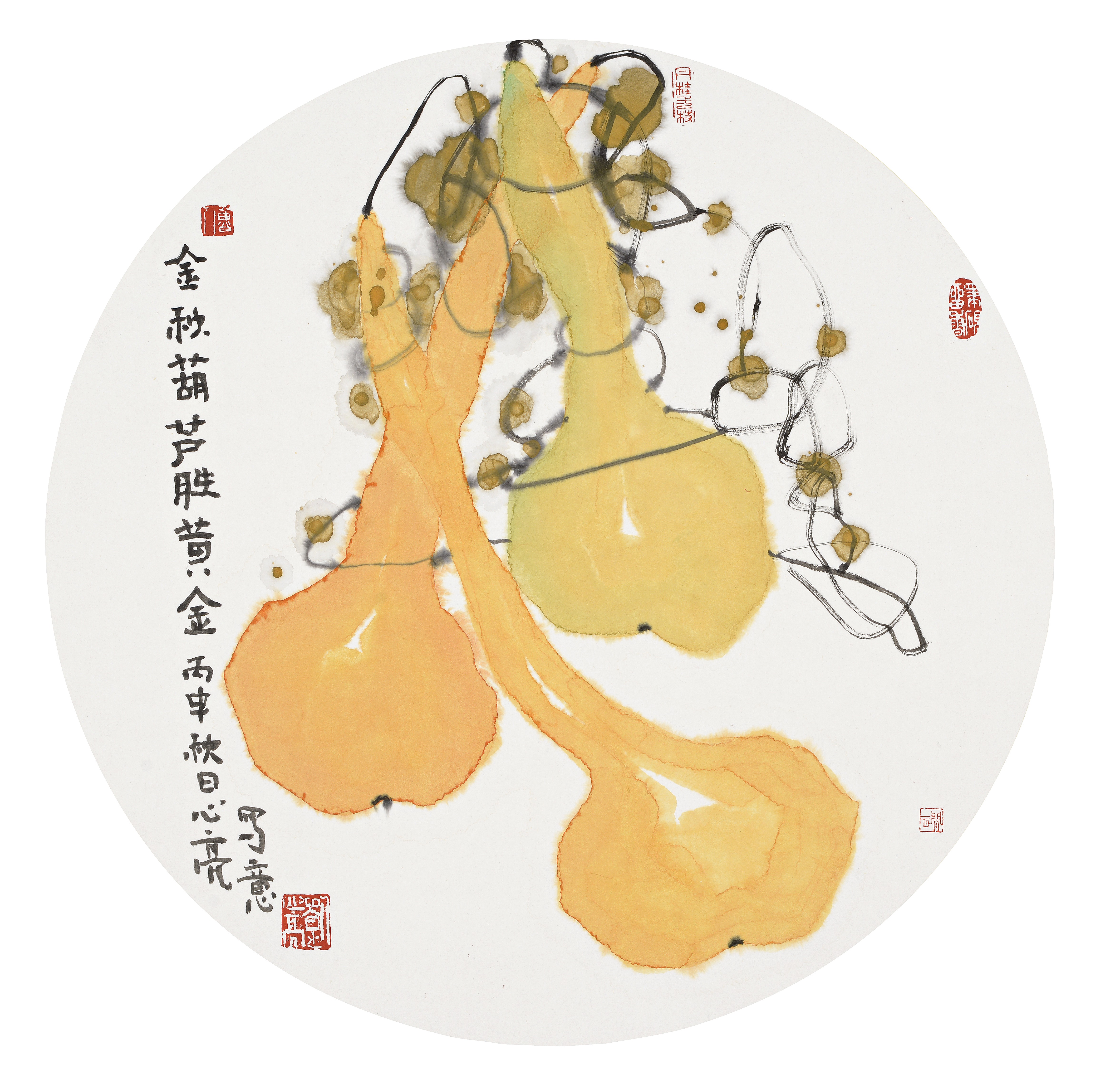 金秋葫芦胜黄金福禄满园图夏翠图葫芦,谐音福禄,是中华民俗吉祥文化的