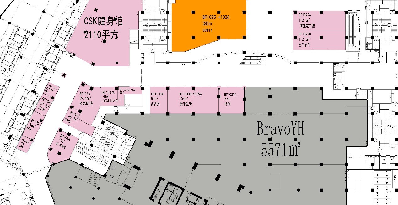 (福州爱琴海空铺bf1007在搜铺网app上的楼层品牌落位图)昆明爱琴海