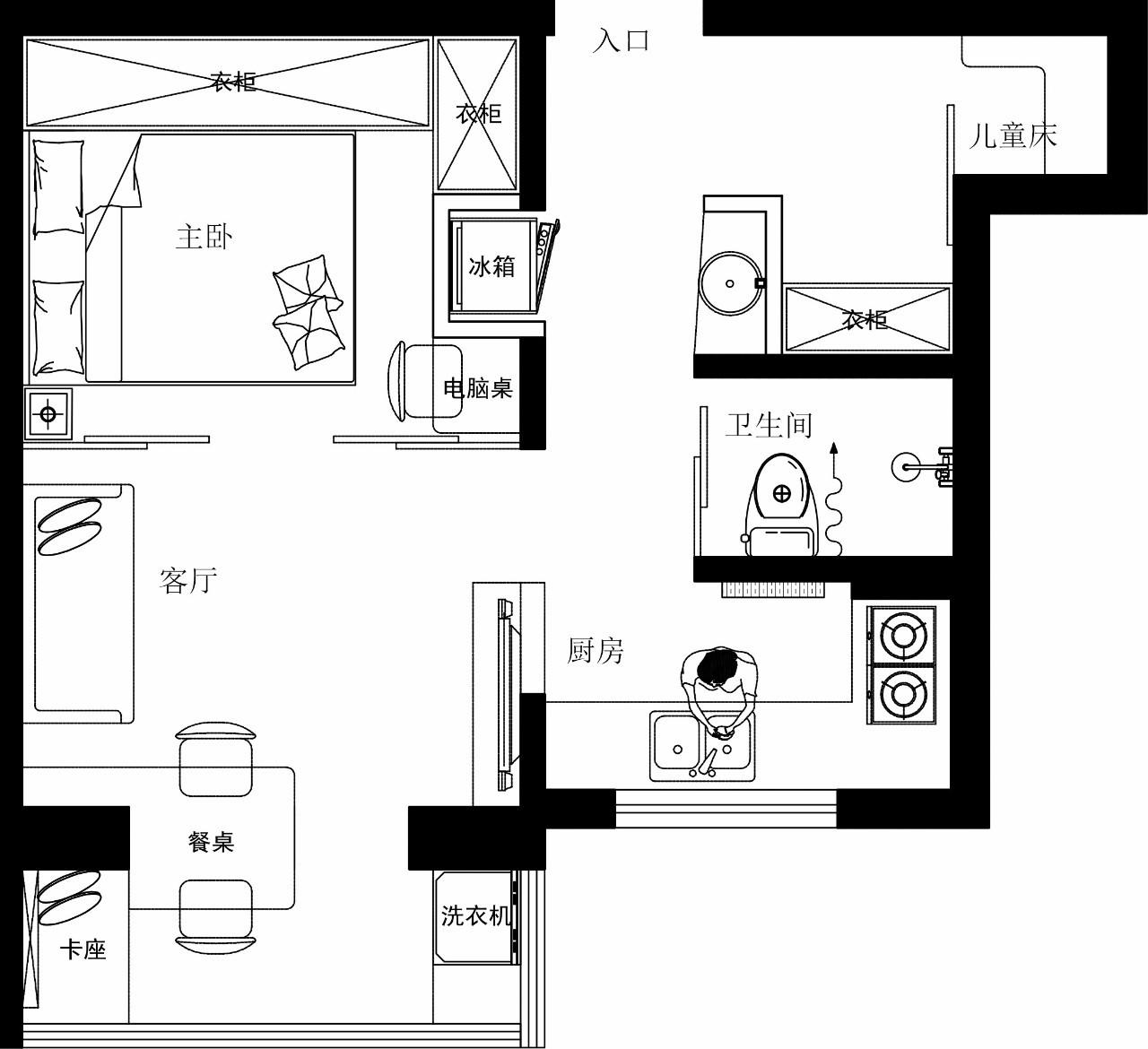 『家装设计』28平方住一家三口,还有两只喵星人