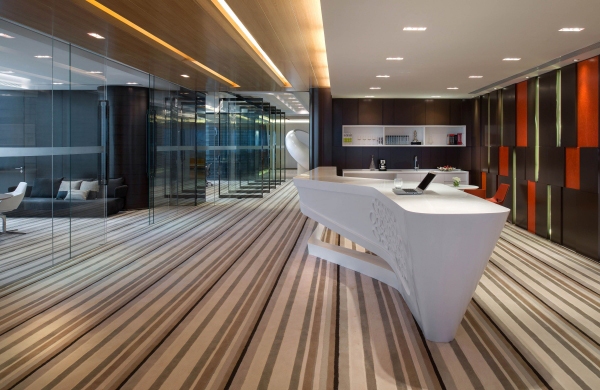 400平方金融办公室装修设计图 质感丰富对比分明