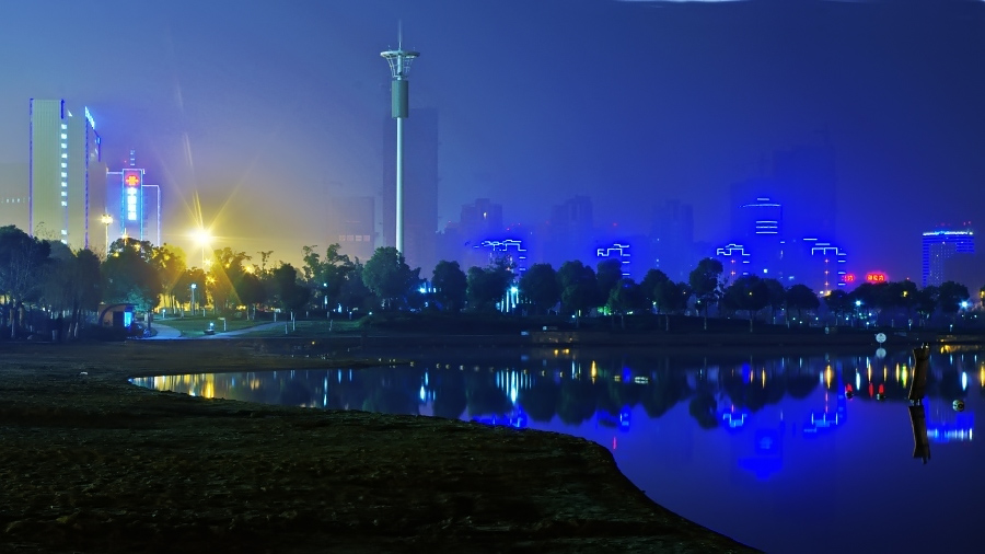 合肥翡翠湖公园夜景图片