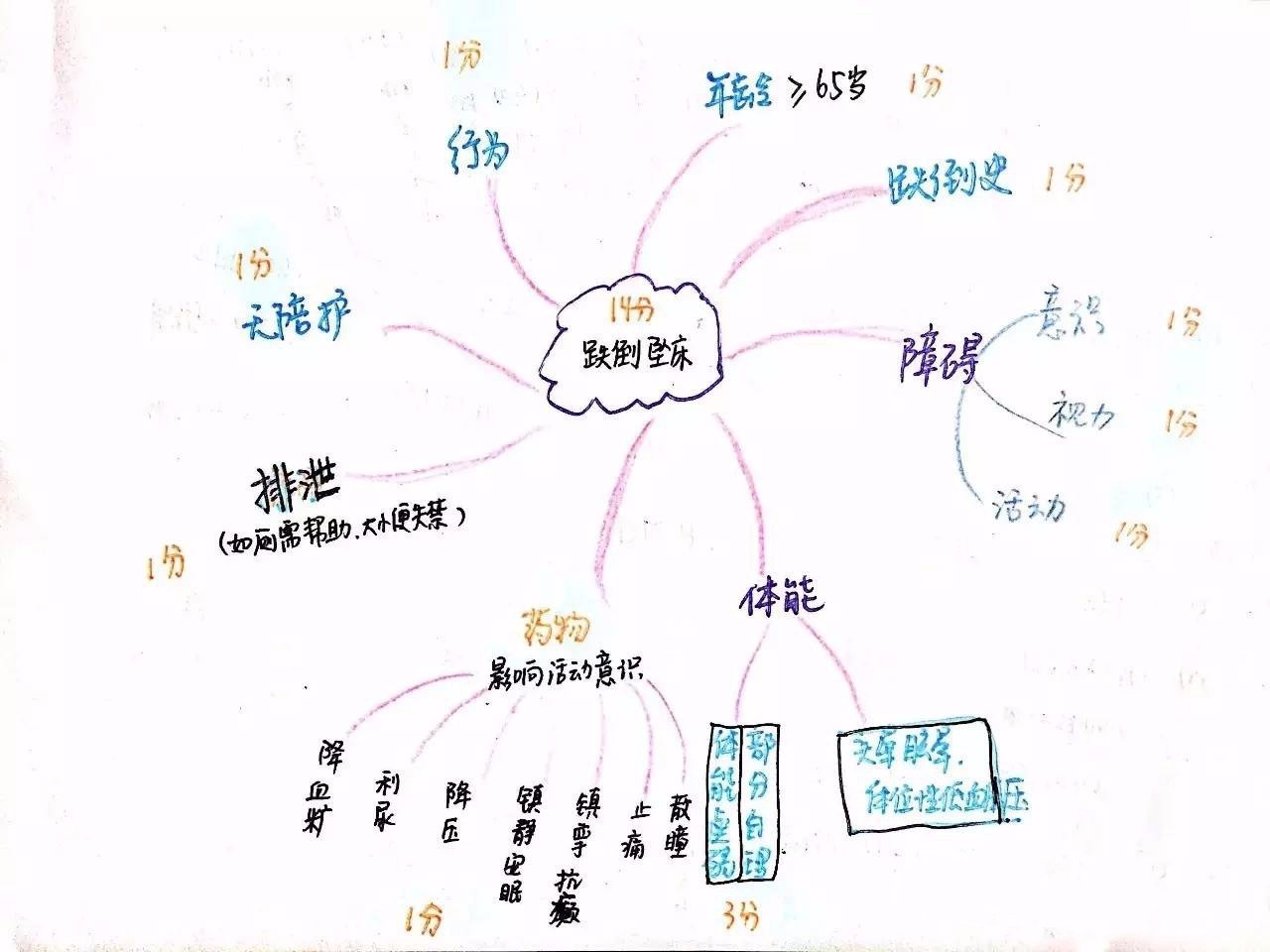 大家分享一点我在学习护理评估表时用大脑的发散思维绘制的护理评估表