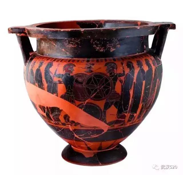 古希腊红色纹样陶器图片
