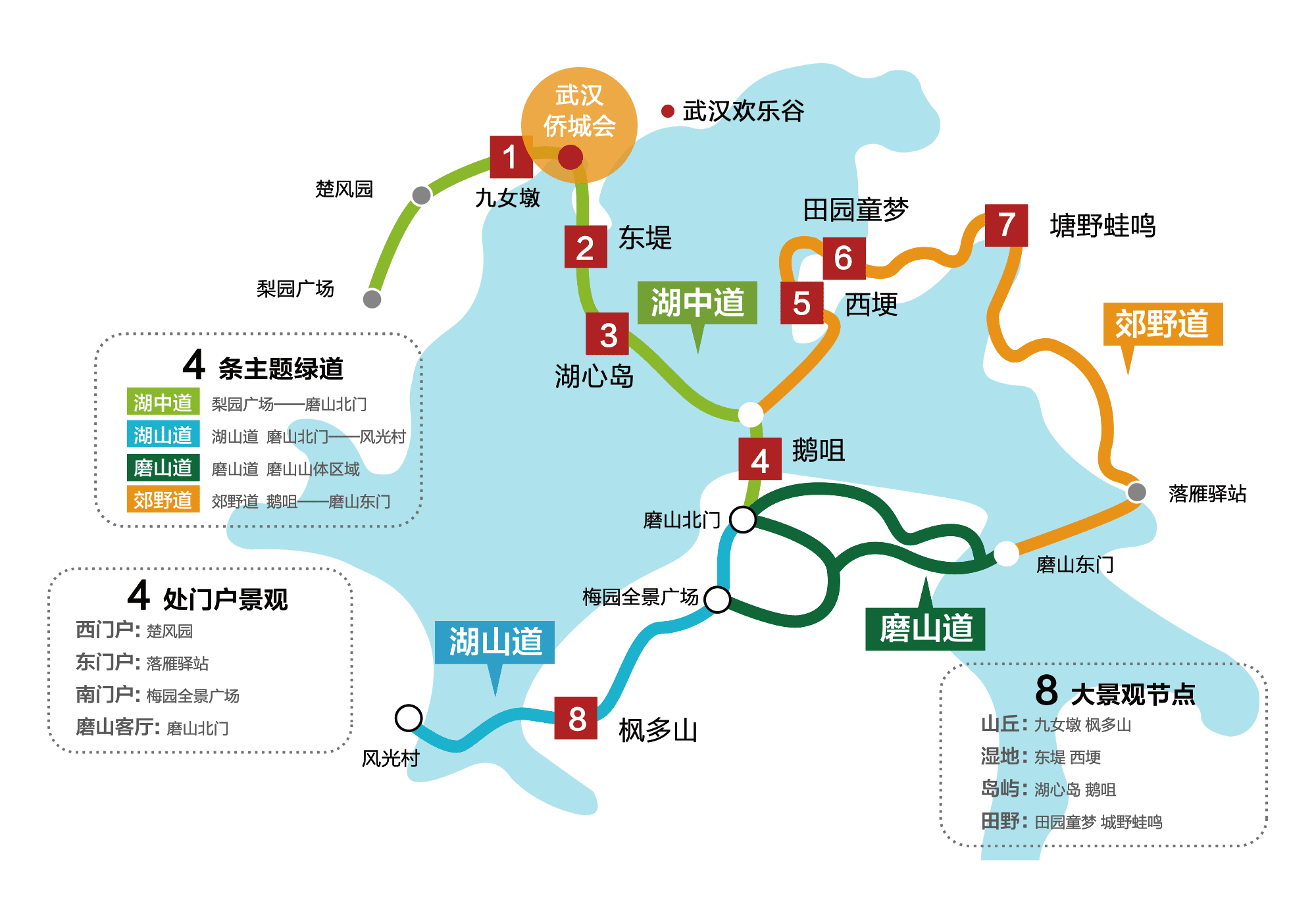 武汉东湖景区游玩路线图片