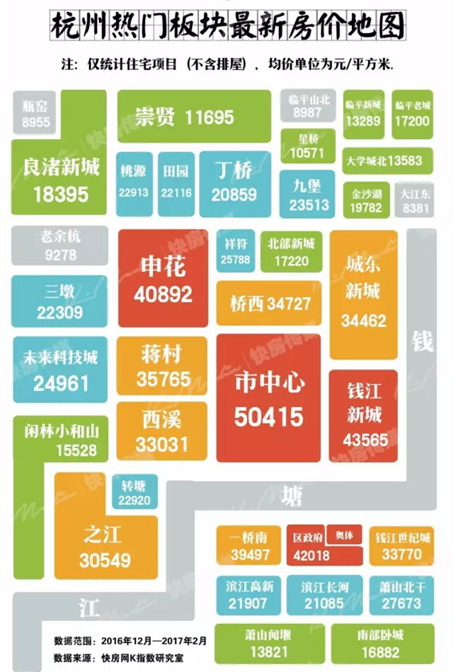 2017杭州最新房价地图出炉你还买的起哪里