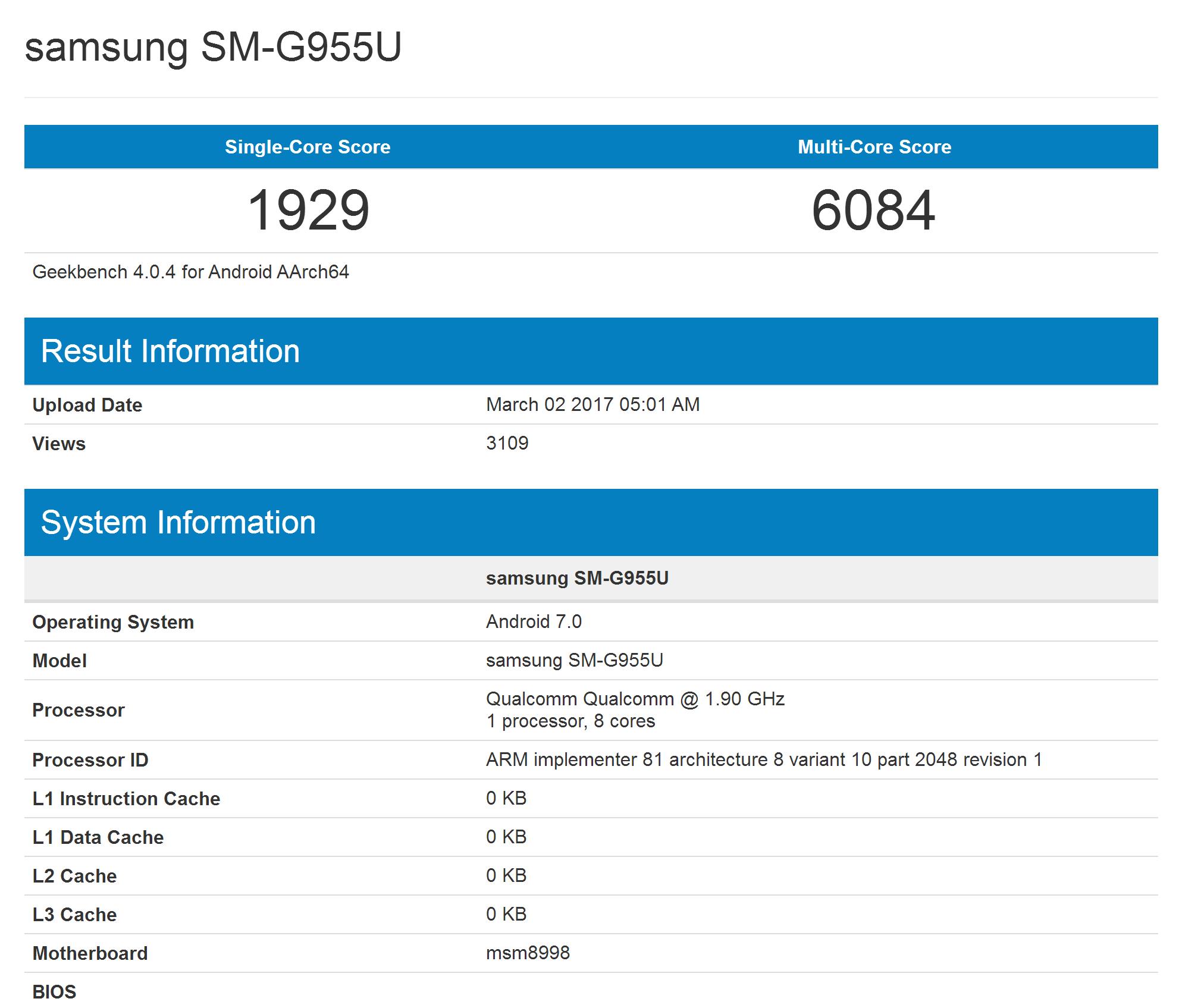 三星s8跑分再曝骁龙8354gb运存成绩略逊于s8