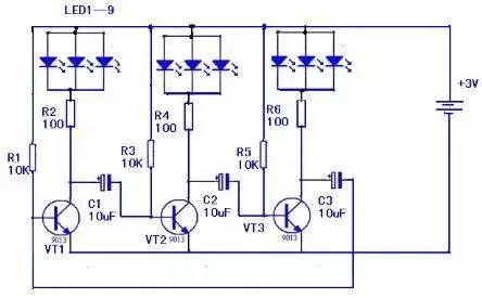 电路11:爱心花样流水灯电路10:声控闪光多谐振荡器电路的制作电路9