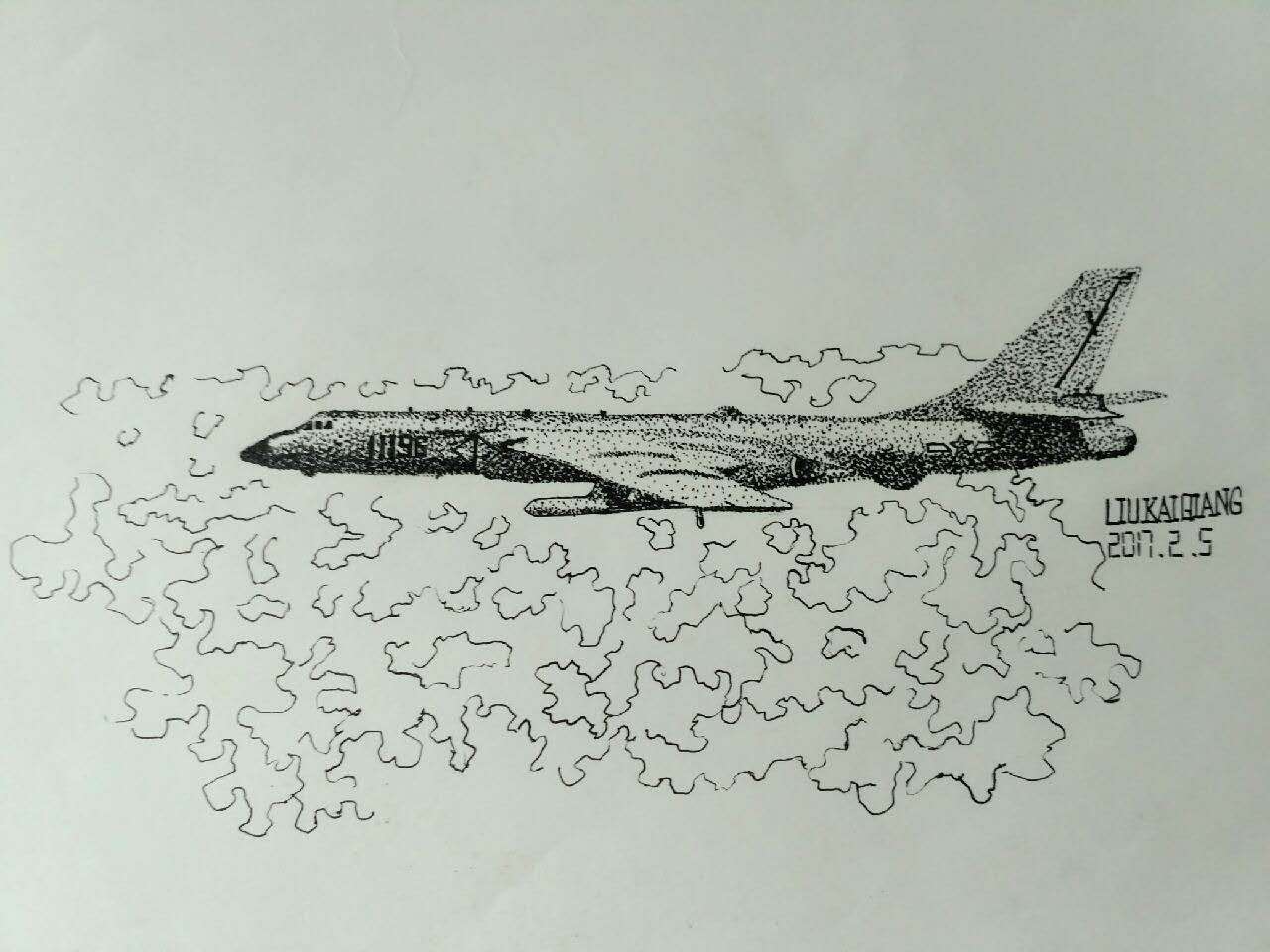 中国飞机素描画图片