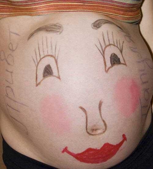 孕妇肚子上画画图片